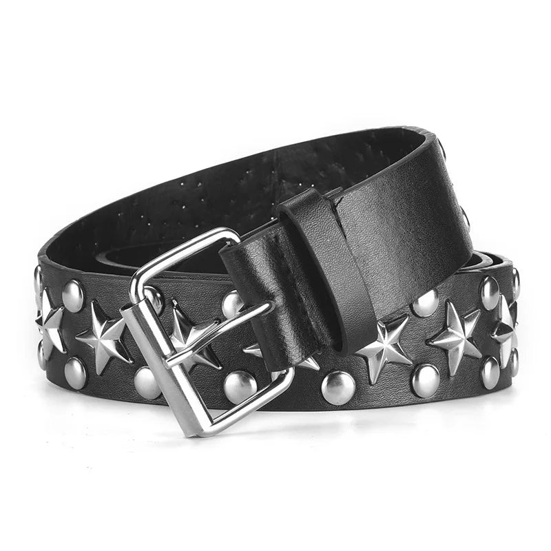 Star Studded Faux Leather Belt, Rivet Y2k  Belt